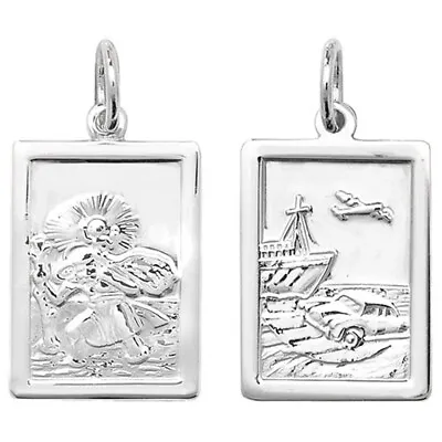 Men's Sterling Silver Oblong Double Sided St Christopher Pendant • £77.30