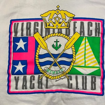 Virginia Beach Yacht Club Vintage Shirt 1990's SINGLE STITCH 2xl Made In USA   • $47.50