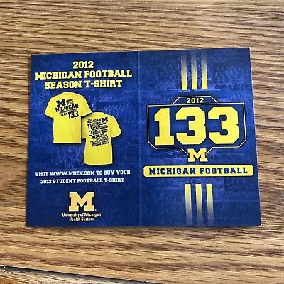 2012 University Of Michigan Wolverines Football Schedule • $2