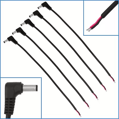 5pcs 25cm Power Cable 5.5mm X 2.1mm Male DC Plug Right Angle Connector Cord Part • $10.91