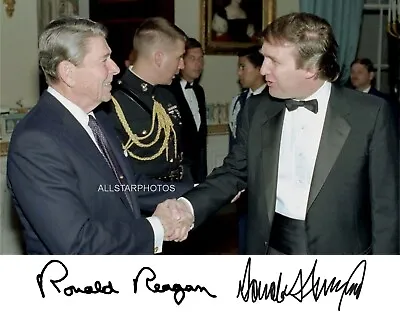 President Donald Trump Ronald Reagan Meet Shaking Hands 8 X 10 Photo Photograph • $9.99
