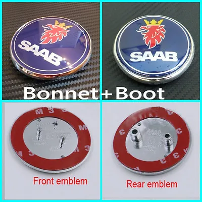 New 2x Saab 68mm Bonnet And Rear Trunk Badge Emblem 93 9-3 95 9-5 • $20.05