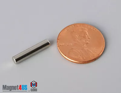 1/8 Dia X5/8  N45 3.2mm X15.9mm  Rare Earth Neodymium Cylinder/Rod Magnets  • $8.99