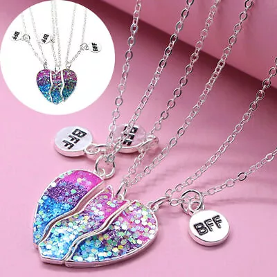 Best Friend Forever BFF 3Piece Love Break Heart Friendship Necklace Set Unisex • $12.82