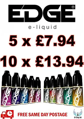 Edge E Liquid Vape Juice Flavours 6mg 12mg 18mg Strength 5 Or 10 X 10ml FREEPOST • £7.94