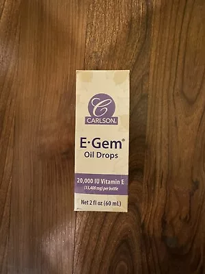 Carlson E-Gem Oil Drops 20.000 IU 2 Fl Oz (60 Ml) Brand New In Box Please READ • $12.99