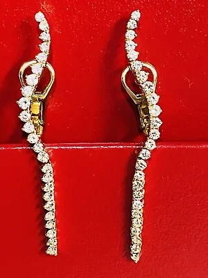 $2800 • Buy Vintage JOSE HESS Diamond Earrings 14K Solid Yellow Gold…RaRe