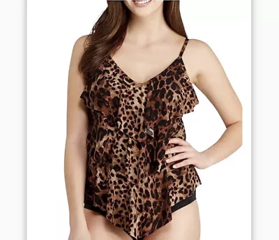 Magicsuit Rita Tiered Tankini Top In Cheetah/Leopard Print SZ 12 EUC • $45