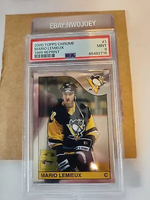 Psa 9 Mint Mario Lemieux 2000-01 Topps Chrome #1 Topps 1985 Rookie Reprint Rare • $251.36