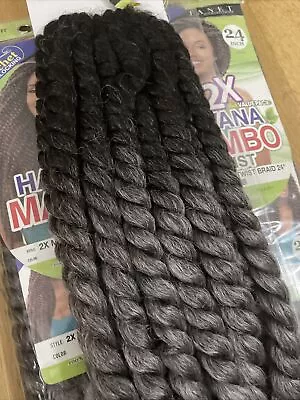 Janet Collection Noir  2x Havana Mambo Twist Braids 24 . #OET1B/Silver UK Seller • £7.99