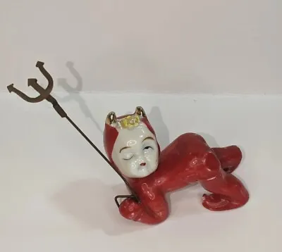 Rare Vintage Lefton Little Boy Red Devil With Pitchfork Pixie Miniature • $63.74