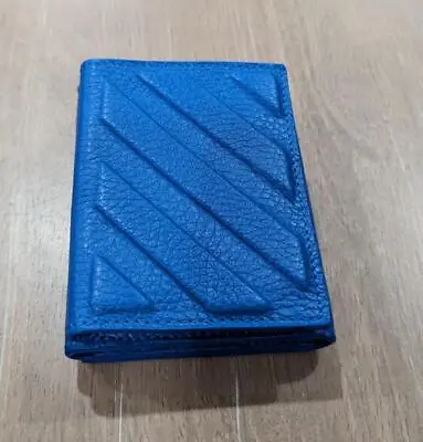 $460 Mens OFF-WHITE 3D Diagonal Leather Compact Wallet Blue • $194.99