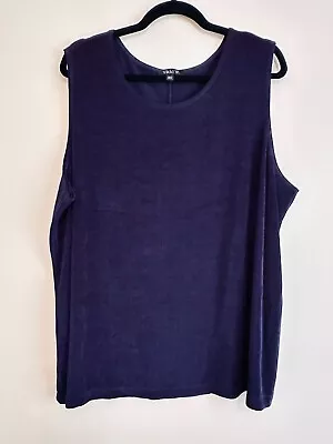 Vikki Vi Classic Stretchy Tank Sleeveless Shirt Top Women's Plus 2X Navy Blue • $25.49