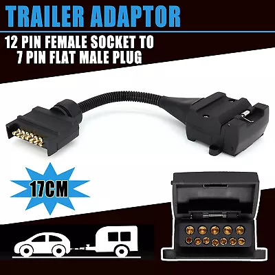 7-pin Flat Male Plug To 12 Pin Female Socket Trailer Adaptor Caravan Connector • $16.14