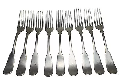 (9) 1834 J. Russell & Co. Vintage Silverplate Dinner Forks • $23.99