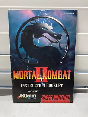 Mortal Kombat II 2 SNES Super Nintendo Instruction MANUAL ONLY Authentic • $10.61