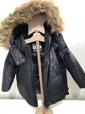 Zara 18-24 Months Quilted Jacket Detachable Hood Black • £6