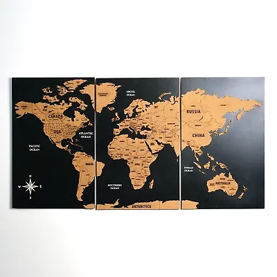 World Map Push Pin Modern Wall Art Cork World Map On Board A Perfect Gift For Tr • $149