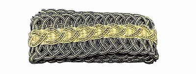 Vtg Woven Braided Upholstery Trim Black Gold Beaded Sewing Notions NOS Clothing • $14.45