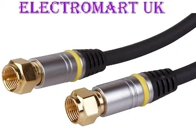 F Type Plug To Plug Sky Satellite Virgin Male Connector Lead Cable Gold 2m • £7.90