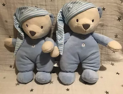 Sainsburys Grow & Play My 1st Bedtime Bear Teddy Blue Soft Toy Comforter X 2 • £19.99