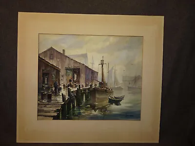 NEW BEDFORD MA. Watercolor Painting By JOHN HARE Titled Rising Mist New Bedford • $950