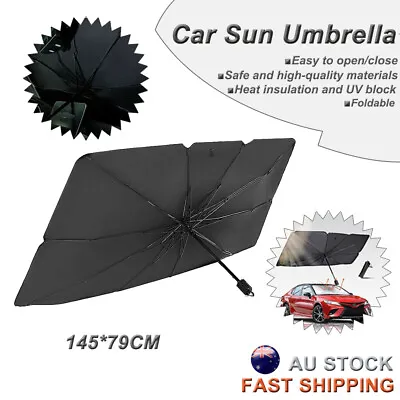 Car Windshield Sunshade Umbrella Front Window Visor Sun Shade Cover Black-Large • $14.95