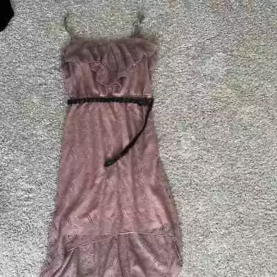 Ya Los Angeles Size Small Women Mauve High Low Lace Ruffle Dress • $10