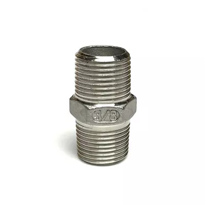 3/8” NPT Male To 3/8” NPT Stainless Steel Hex Coupler Connector Adapter Fitting • $8.99