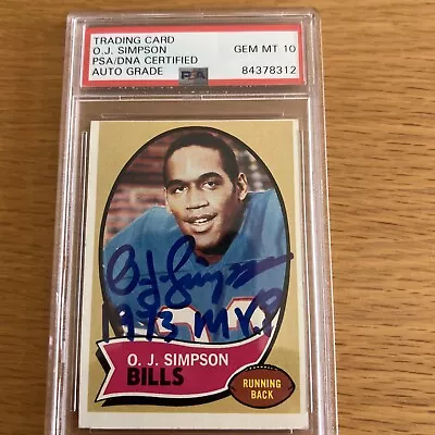 1970 Topps O.J. SIMPSON Signed Rookie Football Card PSA/DNA Auto Grade 10 MVP • $499