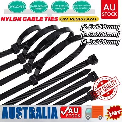 Cable Ties Zip Ties Nylon UV Stabilised 100/200/500/1000/2000x Black Cable Tie • $9.27