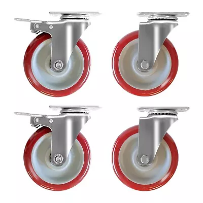 4 Pack 3 Inch Caster Wheels W/Brake Universal Swivel Plate Castors (2 Lockable) • $21.99