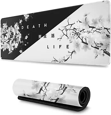 Gaming Mouse Pad Black And White Cherry Blossom XXL Mousepad Pad Non-Slip • $29.68