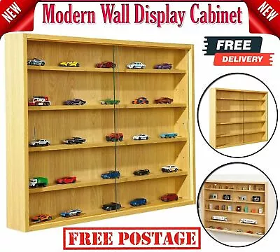 £72.99 • Buy Collectors Display Cabinet Acquario Wall Mounted Wooden Shelves Glass Fronted
