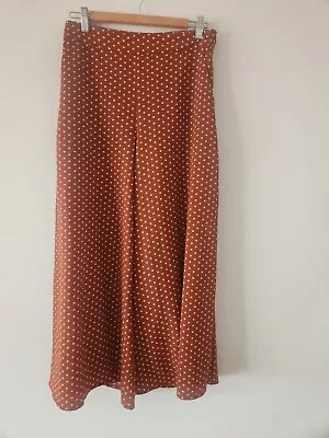 Womens Ghanda Pants Sz 10 Wide Leg  Pockets Casual Rust Dots Spots Polka Dot  • $13.73