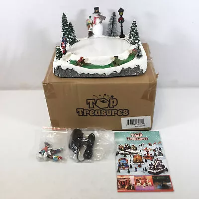 Top Treasures Christmas Skating Pond Animated Lighted Musical Snow Village • $149.99