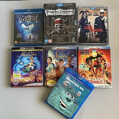 Disney Blu-ray Lot Aladdin Monsters Inc Pirates Lone Ranger Incredibles • $3