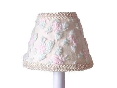 Shabby Rosebud Chenille Chandelier Shade 5  Mini Lamp Sconce Shade Cottage • $5