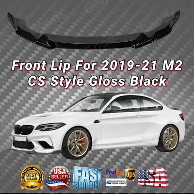 Fits 2019-2021 BMW F87 M2 Gloss Black CS Style Front Bumper Spoiler Lip Splitter • $168.59