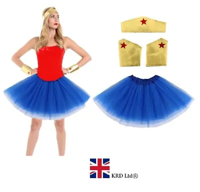 £10.34 • Buy Ladies Girls SUPERHERO COSTUME Diana Wonder Girl Fancy Dress Cosplay Outfit UK