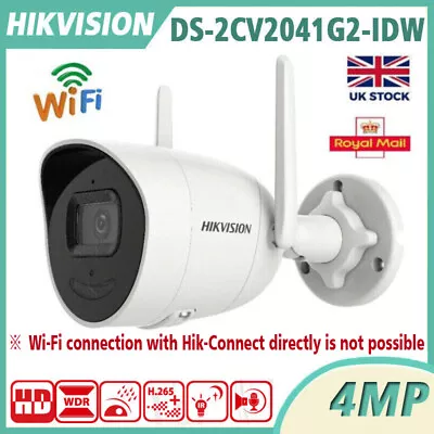 Hikvision DS-2CV2041G2-IDW 4MP Built-in Mic Wifi IP66 Security Network Camera • £90