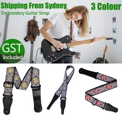 $7.45 • Buy Guitar Strap Embroider Replacement Adjustable Nylon Belt Acoustic Electric Bass