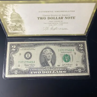 2003 Uncirculated $2 Federal Reserve Note By US Monetary Exchange • $20