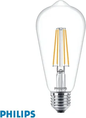Philips Vintage Filament LED Bulb 7W(60W) ES E27 ST64 Clear Warm 2700K NonDim • £7.95