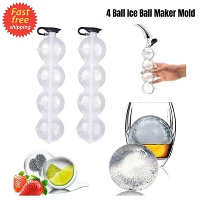 2.2  Ice Cube Bar Silicone 4 Ball Maker DIY Mold Sphere Large Tray Whiskey Mould • £2.27
