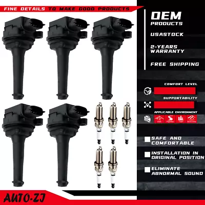 5X Ignition Coils + 5X Spark Plugs For Volvo C70 S70 S60 S80 V70 XC70 XC90 UF341 • $66.28