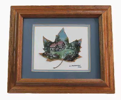 Cottage Miniature Painting On Maple Leaf Winnie Mortenson Flowers Priority Mail  • $70