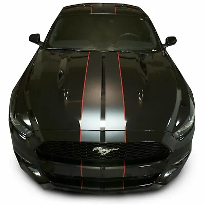 Matte Black Premium Mustang Dual Racing Stripes Rally (2015-2017 Ford Mustangs) • $89.95