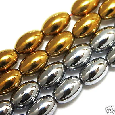 Magnetic Hematite Jewelry Bracelet Beads Gold Color Plated 5x8mm Rice Oval H9 • $9.99