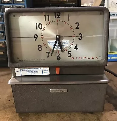 Vintage Simplex Punch Time Clock Recorder With Key Works • $50